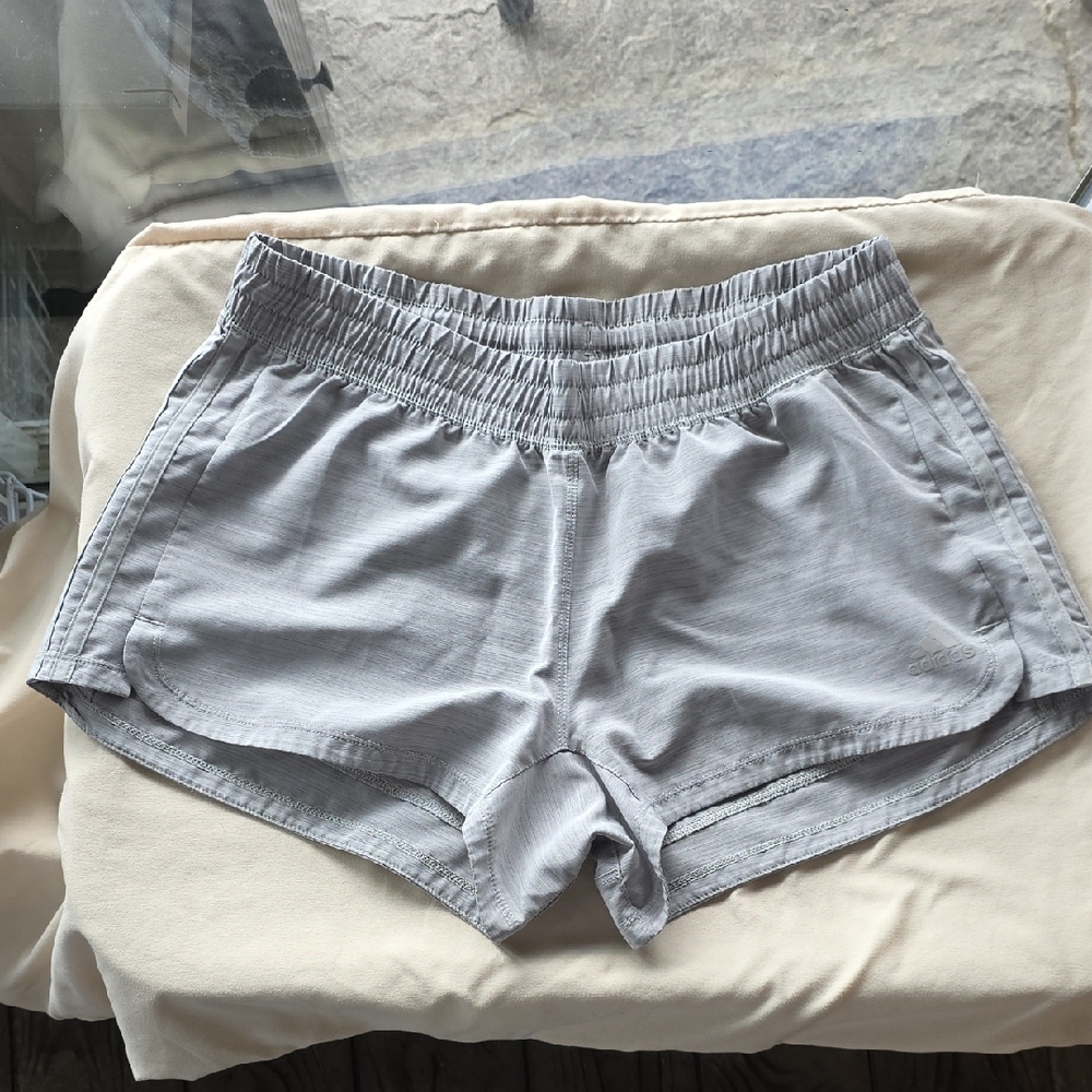 ADIDAS Light Gray Women's Athletic Shorts - Elastic Waist